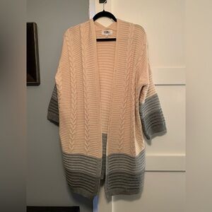Cream and Gray Women's Cardigan